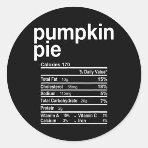 Kürbiskuchen Ernährungsfakten Lustige Thanksgiving Runder Aufkleber
