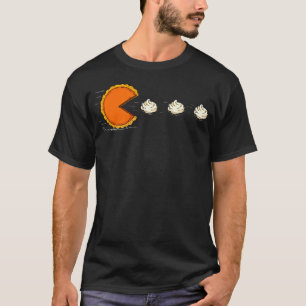 Kürbiskuchen essend Schlagsahne Lustiges Thanksgiv T-Shirt