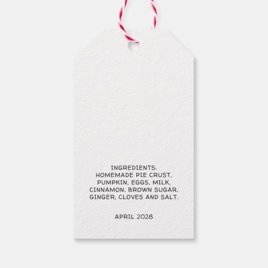 Kürbiskuchen Geschenkanhänger (Rückseite)