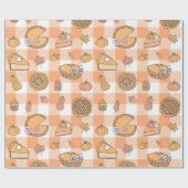 Kürbiskuchen-Gingham-Geschenkpapier Geschenkpapier (Flach)