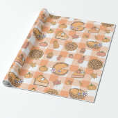 Kürbiskuchen-Gingham-Geschenkpapier Geschenkpapier (Ungerollt)