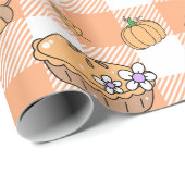 Kürbiskuchen-Gingham-Geschenkpapier Geschenkpapier (Rolleneckpunkt)