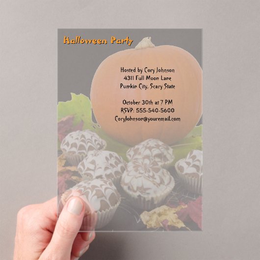 Kürbiskuchen-Halloween-Party Acryleinladungen (Insitu (Handheld))