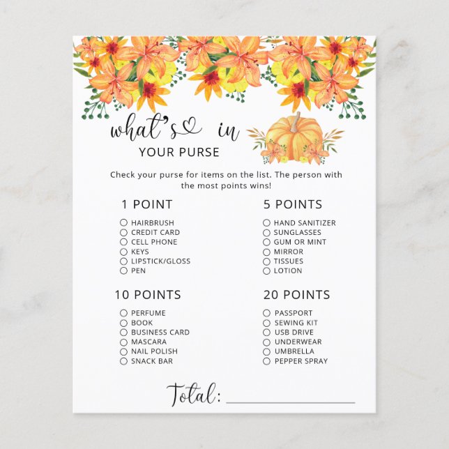 Kürbiskuchen in der Handtasche mit der Babydusche  (Vorderseite)