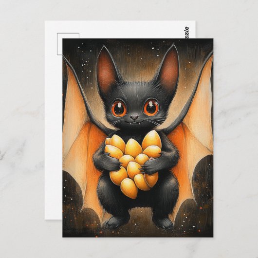 Kürbiskuchen mit Kürbisfutter Postkarte (Vorne/Hinten)