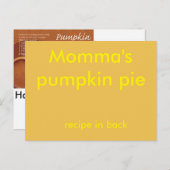 Kürbiskuchen-Rezept Postkarte (Vorne/Hinten)
