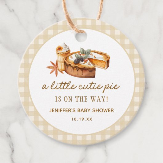 Kürbiskuchen Süsse ist auf dem Weg Babydusche Geschenkanhänger (Vorderseite)