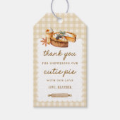 Kürbiskuchen Süsse ist auf dem Weg Babydusche Geschenkanhänger (Vorderseite)