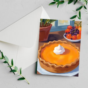 Kürbiskuchen Thanksgiving-Aquarellmalerei Feiertagskarte
