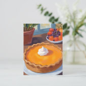 Kürbiskuchen | Thanksgiving-Aquarellmalerei Postkarte (Stehend Vorderseite)