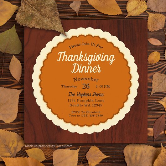 Kürbiskuchen Thanksgiving-Dinner Einladung