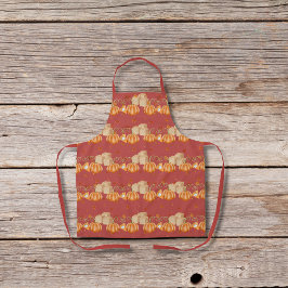 Kürbiskuchen und braune Zuckerwürfel rot Schürze