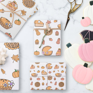Kürbiskuchen-Verpackungspapierbögen Geschenkpapier Set