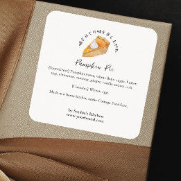 Kürbiskuchen Wasserfarbe Bakery Zutat Produkt Quadratischer Aufkleber