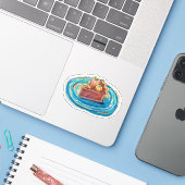 Kürbiskuchenstück Aufkleber (Laptop mit iPhone)
