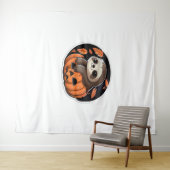 Kürbiskürbis Halloween-Aufkleber Oversized T - Shi Wandteppich (Beispiel (Horizontal))