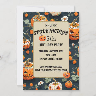 Kürbiskürbis Halloween-Kindergeburtstag Einladung