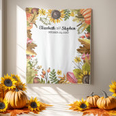 Kürbiskürbis zum Hochzeitsstand des Fotos im Herbs Wandteppich