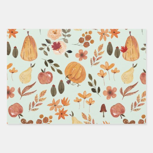 Kürbiskuschelpilzfest im Herbst Geschenkpapier Set (Vorderseite 3)