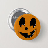 Kürbislaterne-albernes Gesicht mit einem Button (Vorne & Hinten)