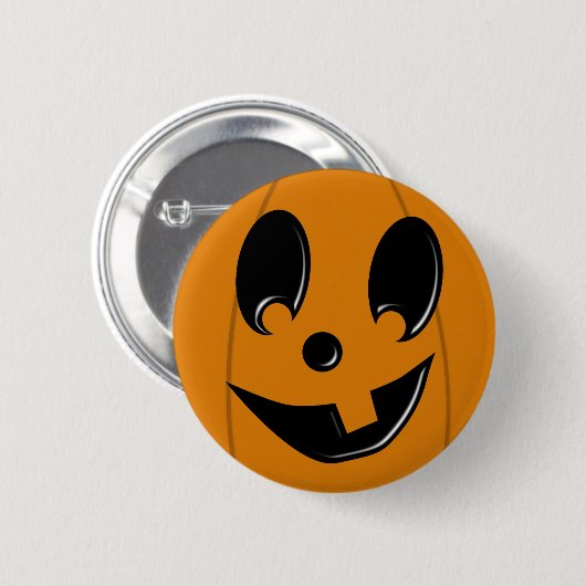 Kürbislaterne-albernes Gesicht mit einem Button (Vorne & Hinten)