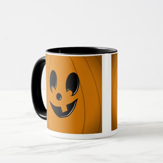 Kürbislaterne-albernes Gesicht mit einem Zahn Tasse (Vorderseite Links)