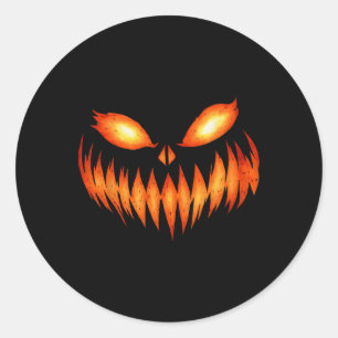 Kürbislaterne Beängstigend Pumpkin Face Halloween Runder Aufkleber
