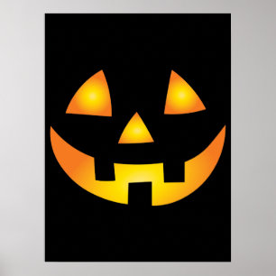Kürbislaterne Creepy Pumpkin Face Halloween Poster