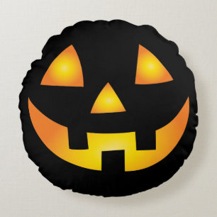 Kürbislaterne Creepy Pumpkin Face Halloween Rundes Kissen