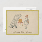 Kürbislaterne der beängstigenden Girl Ghost-Kostüm Postkarte (Vorne/Hinten)