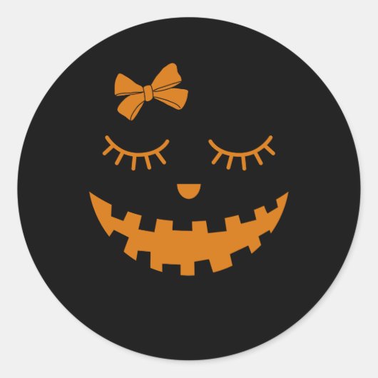 Kürbislaterne Eyelashes Pumpkin Face Halloween Gi Runder Aufkleber (Vorderseite)