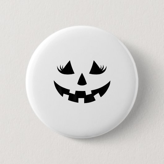 Kürbislaterne Face Pumpkin Eyelashes Halloween Button (Vorderseite)