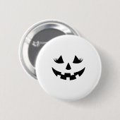 Kürbislaterne Face Pumpkin Eyelashes Halloween Button (Vorne & Hinten)
