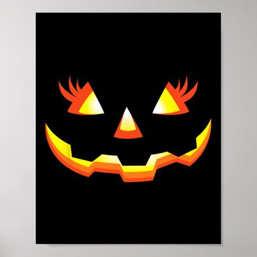 Kürbislaterne Face Pumpkin Eyelashes Halloween Co Poster (Vorne)