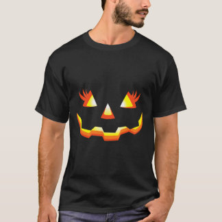 Kürbislaterne Face Pumpkin Eyelashes Halloween Co T-Shirt