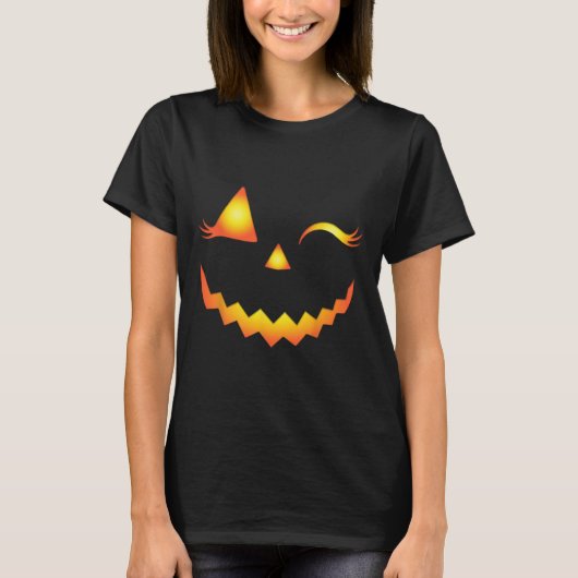 Kürbislaterne Face Pumpkin Eyelashes Hallowen Cos T-Shirt (Vorderseite)