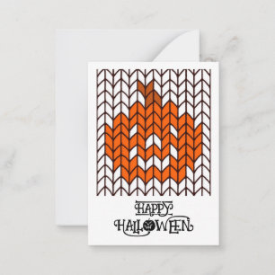 KÜRBISLATERNE GESTRICKT 3,5x2,5 Flache Halloween-K Mitteilungskarte