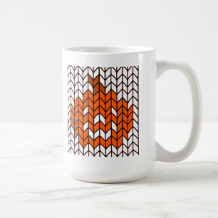 KÜRBISLATERNE GESTRICKT HOHER WEISSER BECHER KAFFEETASSE