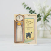 Kürbislaterne Ghost Black Cat Großvater Uhr Postkarte (Stehend Vorderseite)