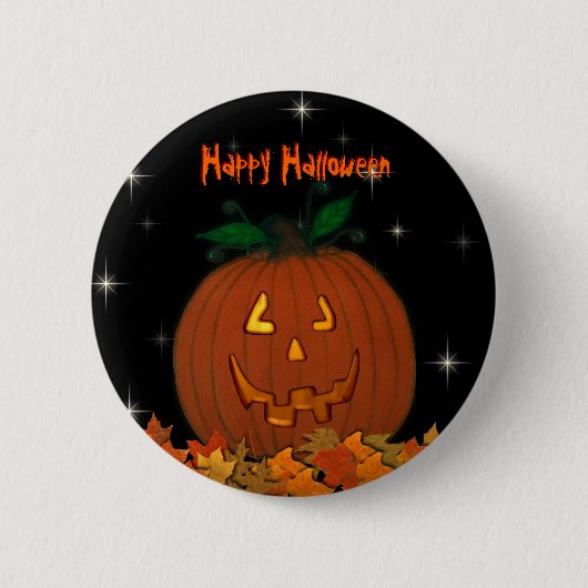 Kürbislaterne-glücklicher Halloween-Knopf Button (Vorderseite)