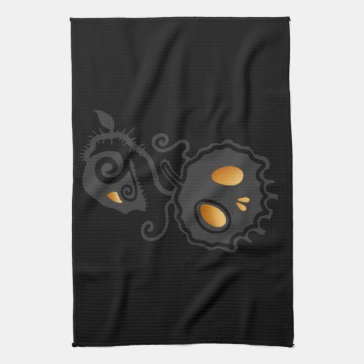 Kürbislaterne Glühen Geschirrtuch (Vertikal)