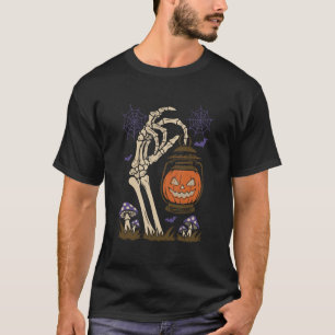 Kürbislaterne Halloween mit Skeletthand T-Shirt
