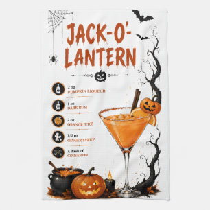 Kürbislaterne Halloween-Rezept Geschirrtuch