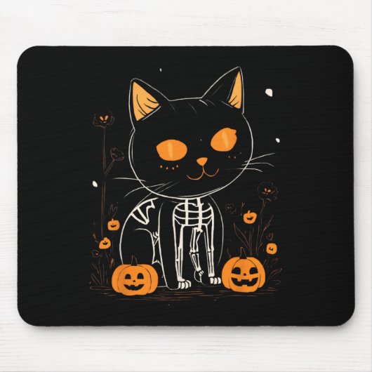 Kürbislaterne Halloween Spooky Kawaii Skeleton Ca Mousepad (Vorne)