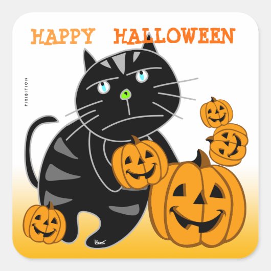 Kürbislaterne Halloween Sticker Black Cat 2 (Vorderseite)
