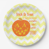 Kürbislaterne Halloween Zickzack Pumpkin Party Pappteller (Vorderseite)