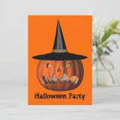 Kürbislaterne Hexenhut Einladung (Stehend Vorderseite)