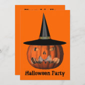 Kürbislaterne Hexenhut Einladung (Vorne/Hinten)