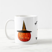 Kürbislaterne Hexenhut Halloween Personalisiert Kaffeetasse (Links)