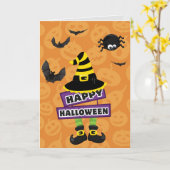 Kürbislaterne Hexensigne Halloween Karte (Gelbe Blume)